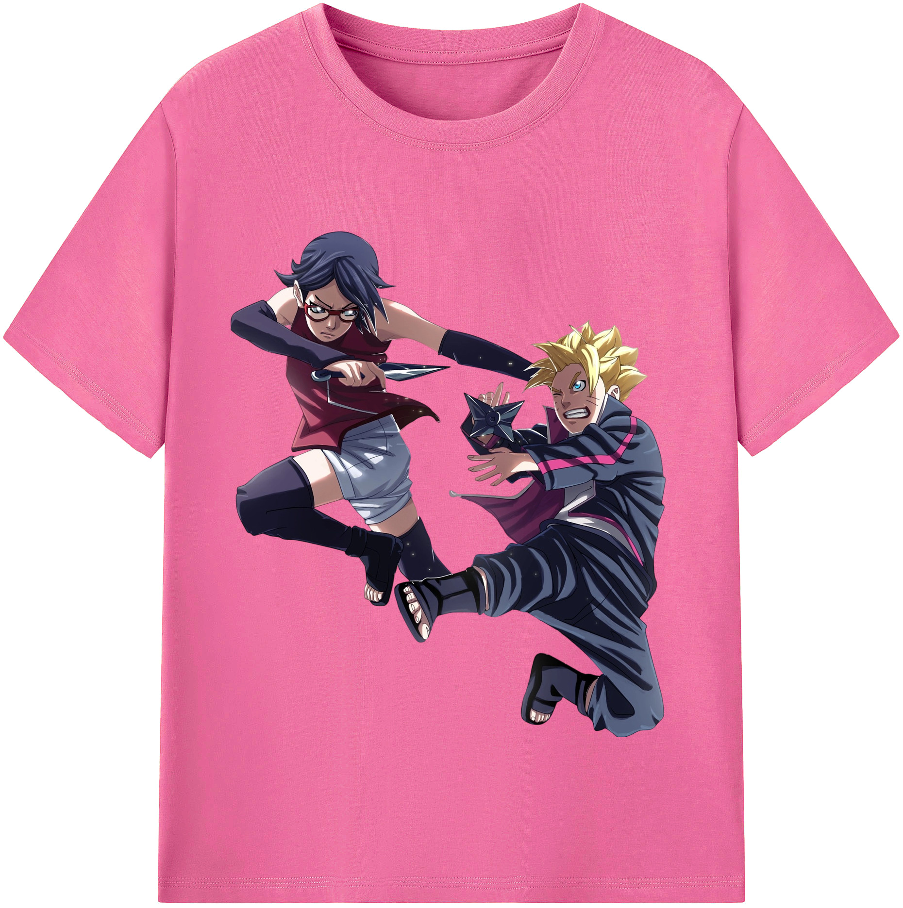 （画像用） NARUTO -ナルト- うちは サラダ Uchiha Sarada レディースカジュアルプリントTシャツ（綿100％）